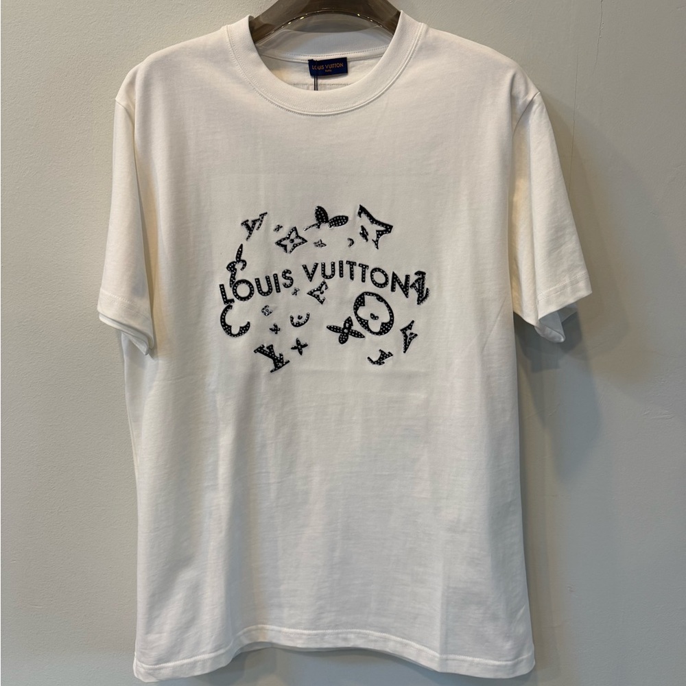 Louis Vuitton Cream Tee with Black Graphic